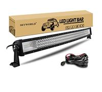 SKYWORLD 42 Inch 540W Curved LED Light Bar with 12V Wiring Harness Kit | Tri Row Waterproof Driving Work Lamp Fog Lights Bar for 4x4 Car Offroad Trucks SUV ATV Boat, Flood Spot Combo, 6000K White