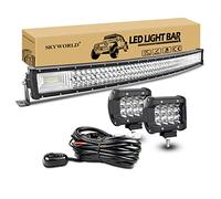 SKYWORLD 42 inch 540W Curved Led Light Bar with 2 Pcs 4 inch 36W Spot Led Pods Off Road Driving Lights Fog Lamp and 12V Wiring Harness Kit 1 Leads for 4x4 Car Trucks Polaris ATV SUV