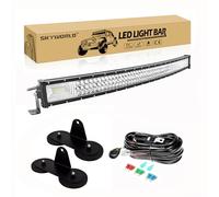 SKYWORLD 42-Inch Curved LED Light Bar with Magnetic Bracket, 12V-24V Wiring Harness Kit, Triple Row Flood/Spot Combo Beam for Trucks, SUVs, ATV, UTV, 4x4, Trailers - 6000K