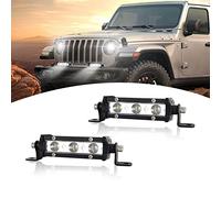 SKYWORLD 4inch Single Row LED Work Light Bar 15W Spot Beam Lights Bar 6000K Car Lamp for Truck Offroad Driving Lamp Vehicles Atvs Utvs Waterproof 2PCS