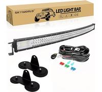 SKYWORLD 50-Inch 648W Curved LED Light Bar with Magnetic Bracket, 12V-24V Wiring Harness Kit, Triple Row Flood/Spot Combo Beam for Trucks, SUVs, ATV, UTV, 4x4, Trailers - 6000K