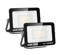 SKYWORLD 50W LED Flood Light Outdoor, 5000LM Work Light Daylight Warm White Security Lights 5000K Floodlights IP66 Waterproof for Garden Yard Lawn Playground Stadium 2 Pack