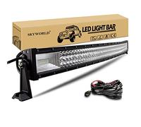 SKYWORLD 52 Inch 675W Curved LED Light Bar with 12V Wiring Harness Kit | Tri Row Waterproof Driving Work Lamp Fog Lights Bar for 4x4 Car Offroad Trucks SUV ATV Boat, Flood Spot Combo, 6000K White