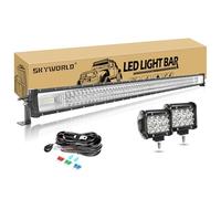 SKYWORLD 52-Inch 675W LED Light Bar Combo Spot Flood Off-Road Lights + 2PCS 4-Inch 36W LED Pods Spot Fog Lights for Trucks, SUV, ATV, UTV, Boat, Trailer - Include Wiring Harness Kit