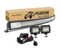 SKYWORLD 52 Inch Curved LED Light Bar, 2 Pcs 4 Inch Work Lights with Wiring