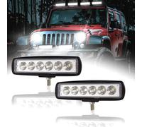 SKYWORLD 6-Inch 18W Single Row LED Light Bar - Spot Beam Work Lights, 6000K Waterproof Driving Lamps for Cars, Trucks, ATVs, UTVs, Offroad Vehicles (2PCS)