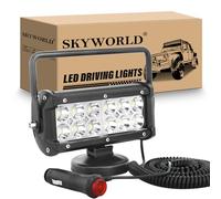 SKYWORLD 7 inch 36W Portable Magnetic Base LED Work Light, 12V 24V Off road Driving Fog Lights Lamp Square Spotlights for 4x4 Car SUV ATV Truck Tractor Excavator, 6000K White Led Search Lights