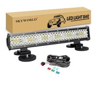 SKYWORLD 8D 18 inch 360W Car Led Light Bar with Strong Magnetic Mounting Bracket and 12V Wiring Harness Cable Kit for Off Road Truck SUV ATV 4x4, Flood Spot Combo Beam, Waterproof 6000K White