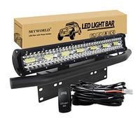 SKYWORLD 8D 20 inch 420W LED Light Bar with License Plate Mounting Bracket and 12V Rocker Switch Wiring Harness Kit, Waterproof Offroad Bar Lamp Driving Fog Lights for 4x4 Car Truck SUV Van Pickup