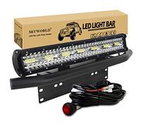 SKYWORLD 8D 20 inch 420W LED Light Bar with License Plate Mounting Bracket and 12V Toggle Switch Wiring Harness Kit, Waterproof Offroad Bar Lamp Driving Fog Lights for 4x4 Car Truck SUV Van Pickup