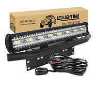 SKYWORLD 8D 23 inch 480W LED Light Bar with 12V Wiring Harness Kit, License Plate Mounting Bracket, Waterproof Offroad Bar Lamp Driving Fog Lights for 4x4 Car Truck SUV Van Pickup, 6000K White