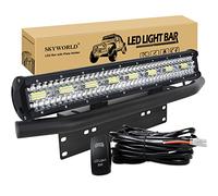 SKYWORLD 8D 23 inch 480W LED Light Bar with License Plate Mounting Bracket and 12V Rocker Switch Wiring Harness Kit, Waterproof Offroad Bar Lamp Driving Fog Lights for 4x4 Car Truck SUV Van Pickup