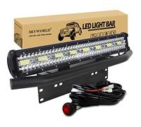 SKYWORLD 8D 23 inch 480W LED Light Bar with License Plate Mounting Bracket and 12V Toggle Switch Wiring Harness Kit, Waterproof Offroad Bar Lamp Driving Fog Lights for 4x4 Car Truck SUV Van Pickup
