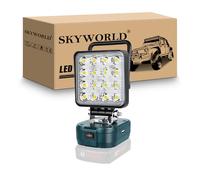 SKYWORLD Cordless LED Work Light for Bosch 18V/20V Battery, 4 inch 48W 4800LM Portable LED Flood Lights for Outdoor Low Voltage Camping Lighting, Workshop, Garage, Jobsite (No Battery)