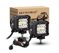 SKYWORLD LED Light Bar, 2 x 4 inch 60W LED Pods Spot Flood Combo Beam, 6000K 6000LM, Off-Road Truck Car ATV SUV Boat Lights