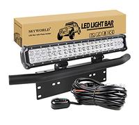 SKYWORLD LED Light Bar, 20 inch 126W Spot Flood Combo Beam Work Driving Lamp with Black License Plate Mounting Bracket Wiring Harness Kit for Truck Car ATV SUV 4X4 Truck Boat