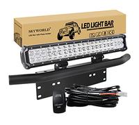 SKYWORLD LED Light Bar, 20 inch 126W Spot Flood Combo Beam Work Driving Lamp with License Plate Mount Bracket 12V Wiring Harness Kit Rocker Switch Power Relay Blade Fuse for Trucks Car ATV SUV 4x4