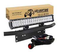 SKYWORLD LED Light Bar, 20 inch 126W Spot Flood Combo Beam Work Driving Lamp with License Plate Mount Bracket 12V Wiring Harness Kit On Off Switch Power Relay Blade Fuse for Trucks Car ATV SUV 4x4