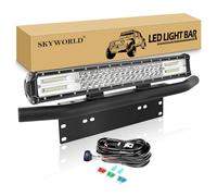 SKYWORLD LED Light Bar, 20 inch 288W Spot Flood Combo Beam Work Driving Lamp with Black License Plate Mounting Bracket 12V Wiring Harness Kit Rocker Switch for Truck Car ATV SUV 4X4 Boat