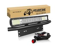 SKYWORLD LED Light Bar, 20 inch 510W Work Driving Lamp with License Plate Mounting Bracket 12V Wiring Harness Kit On Off Switch Power Relay Blade Fuse for Truck Offroad Car ATV SUV 4X4 Boat
