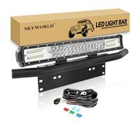 SKYWORLD LED Light Bar, 7D 20 inch 288W Spot Flood Combo Beam Work Driving Lamp with Black License Plate Mounting Bracket Wiring Harness Kit for Truck Car ATV SUV 4X4 Truck Boat