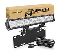 SKYWORLD LED Light Bar Kit 20 Inch 126W with License Plate Mount | 2 Row Spot Flood Driving Lights, Number Plate Bracket, 12V Wiring Harness, Waterproof Offroad Bar Lamp for Truck Car SUV 4x4