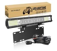 SKYWORLD LED Light Bar Kit 20 Inch 510W with License Plate Mount | Spot Flood Combo Driving Lights, Number Plate Bracket, 12V Wiring Harness, Waterproof Offroad Bar Lamp for Truck Car SUV 4x4