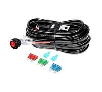 SKYWORLD LED Light Bar Wiring Harness Kit 1 Leads 12V Red Button On/Off Switch Power Relay Blade Fuse for Off Road Lights LED Work Light Fog Lamp