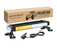 SKYWORLD LED Strobe Flashing Light Bar, 15 inch 30 Leds 12V 24V LED Rooftop Magnetic Emergency Hazard Warning Beacon Safety Lights for Car Construction Vehicles Tow Plow Trucks Pickup (Amber + White)