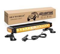 SKYWORLD LED Strobe Flashing Light Bar, 15 inch 30 Leds 12V 24V LED Rooftop Magnetic Emergency Hazard Warning Beacon Safety Lights for Car Construction Vehicles Tow Plow Trucks Pickup (Amber)