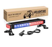SKYWORLD LED Strobe Flashing Light Bar, 15 inch 30 Leds 12V 24V LED Rooftop Magnetic Emergency Hazard Warning Beacon Safety Lights for Car Construction Vehicles Tow Plow Trucks Pickup (Red + Blue)