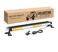 SKYWORLD LED Strobe Flashing Light Bar, 26 inch 54 Leds 12V 24V LED Rooftop Magnetic Emergency Hazard Warning Beacon Safety Lights for Car Construction Vehicles Tow Plow Trucks Pickup (Amber + White)