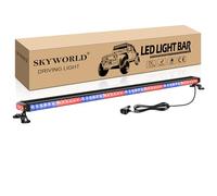 SKYWORLD LED Strobe Flashing Light Bar, 49 inch 102 Leds 12V 24V LED Rooftop Magnetic Emergency Hazard Warning Beacon Safety Lights for Car Construction Vehicles Tow Plow Trucks Pickup (Red + Blue)
