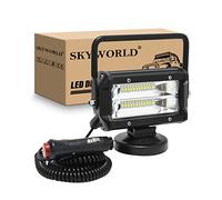 SKYWORLD Magnetic Base LED Work Light, 5 inch 72W Flood Beam LED Pods Light Bar 12V 24V Portable Offroad Driving Search Lights for 4x4 Truck Tractor Car Boat Bar Camp