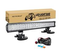 SKYWORLD Magnetic Car LED Light Bar 23 inch 144W Offroad Driving Lights with 12V Wiring Harness Cable Kit + Strong Magnetic Base Mounting Bracket Holder for Truck SUV 4x4, Fog Lamp 6000K White