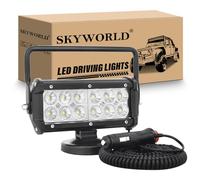 SKYWORLD Magnetic Led Work Light 12V, 1PCS 7 Inch 36W Flood Off Road Driving Fog Lamp, Portable Magnetic Base Holder for Car SUV Trailer Tractor Truck Engineering Maintenance Garage Camping