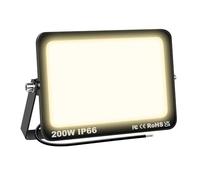 SKYWORLD Outdoor Flood LED Work Light, 200W 20000LM Led Floodlight | IP66 Waterproof Security Lights, 3000K Daylight Warm White for Garden Yard Basketball Football Court Patio Landscape, No Plug