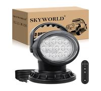 SKYWORLD Remote Control LED Search Light, 8 inch 38W Portable Magnetic Base 360° Rotating Boat Spotlights, 12V 24V Driving Lights Lamp for Car Off road Truck 4x4 SUV ATV Protection Emergency Lighting