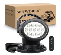 SKYWORLD Remote Control LED Search Light, 8 inch 38W Portable Magnetic Base 360° Rotating Boat Spotlights, 12V 24V Driving Led Work Light for Car Off road Truck 4x4 SUV ATV Emergency Marine Lighting