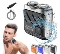 Skywortl Mini Shaver, Beard Shaver, Beard Shaver Mini and Portable Suitcase Design, Mini Portable Electric Shaver for Men Waterproof, Shaver Mini and Portable Double-Ring Magnetic Cutter (Black)
