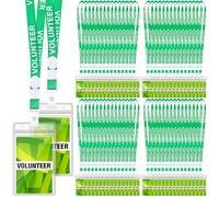 Skyygemm 100 Sets Green Volunteer Lanyards with ID Badge Holder, Breakaway Work Badge Lanyard with Plastic Buckle for School, Church Fundraising Event Staff