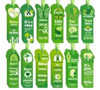 Skyygemm 120 Pcs Mental Health Awareness Bookmarks Green Positive Psychology Affirmations Therapy Inspirational Bookmarks Mental Health Month Fundraiser Event Classroom Stationery Handout Supplies