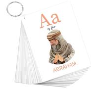 Skyygemm 26 Pcs Bible ABC Flash Cards Christian Bible Verse Alphabet Cards KJV Version Religious Scripture Memory with Stainless Steel Ring for Preschool Sunday School Toys Basket Suffers