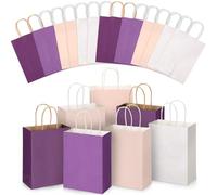 Skyygemm 32 Pcs Paper Gift Bags Bulk with Handle, 6.3 x 3.2 x 8.6 Inch Assorted Colors Kraft Goodie Gift Wrap Bags for Birthday Party Favor Decor(Purple)