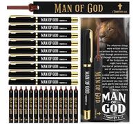 Skyygemm Man of God Gift Christian Gifts for Men Bulk Bible Verse Pens Leather Bookmarks Religious Cards Appreciation Gifts for Men Dad Godfather Pastor Clergy Church Graduation Father's Day(15 Sets)