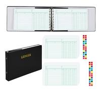 Skyygemm Ring Ledger Binder with 200 Pcs 5"x8.5" Ledger Sheets Small Index Tabs for Bookkeeping Accounting Business with Debit Credit Balance Columns(Black Cover, White Sheets)