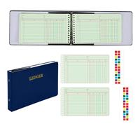 Skyygemm Ring Ledger Binder with 200 Pcs 5"x8.5" Ledger Sheets Small Index Tabs for Bookkeeping Accounting Business with Debit Credit Balance Columns(Blue Cover, Yellow Sheets)