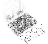 Skyzone 150 pcs Keyring Making kit, 25mm Open Keyring Ring Jump Ring with Keyring Chain and Screw Eye pins for Home Keychains, lanyards or DIY Crafts Jewelry Making