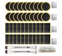 Skyzone 46 Pieces Bike Puncture Repair Kit,Self Adhesive Bicycle Motorcycle Tire Glueless Puncture Repair Patches with Metal Rasps, Portable Storage Box for Road Mountain and Commuter Bikes
