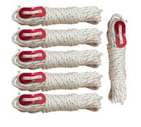 Skyzone 6 Pack Reflective Ropes - 4mm x 4M Camping Guide Ropes with Tensioner, Weatherproof Reflective Cord for Tents, Hammocks, Tarps, Outdoor Survival Gear (White, 4mm)